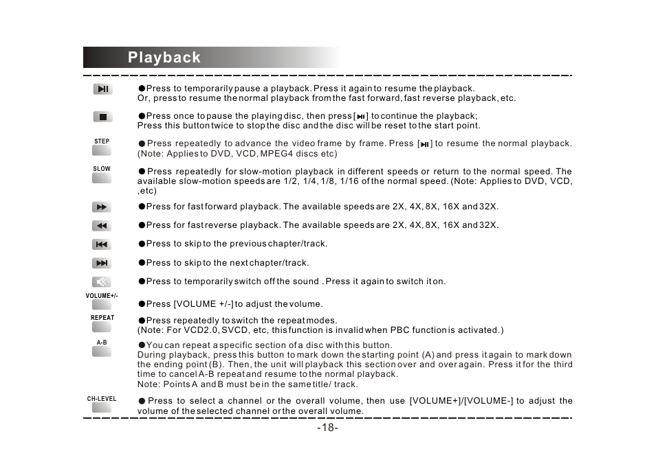 Т³гж 19, Playback | COBY electronic DVD-468 User Manual | Page 19 / 26