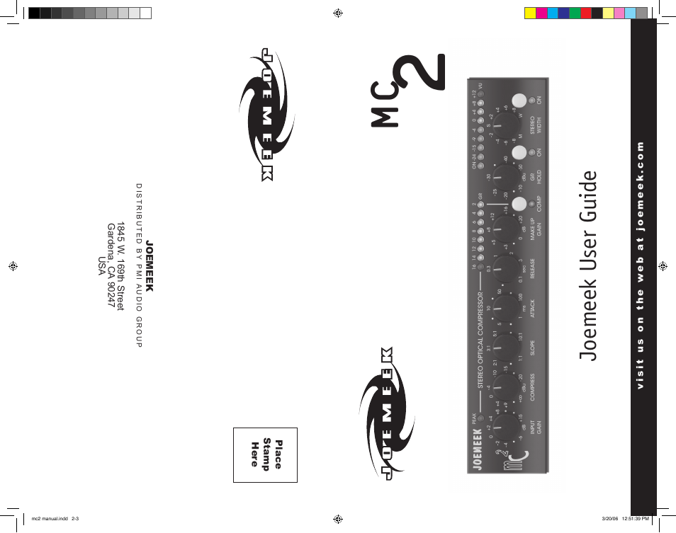 Joemeek MC2 Stereo Compressor User Manual | 12 pages