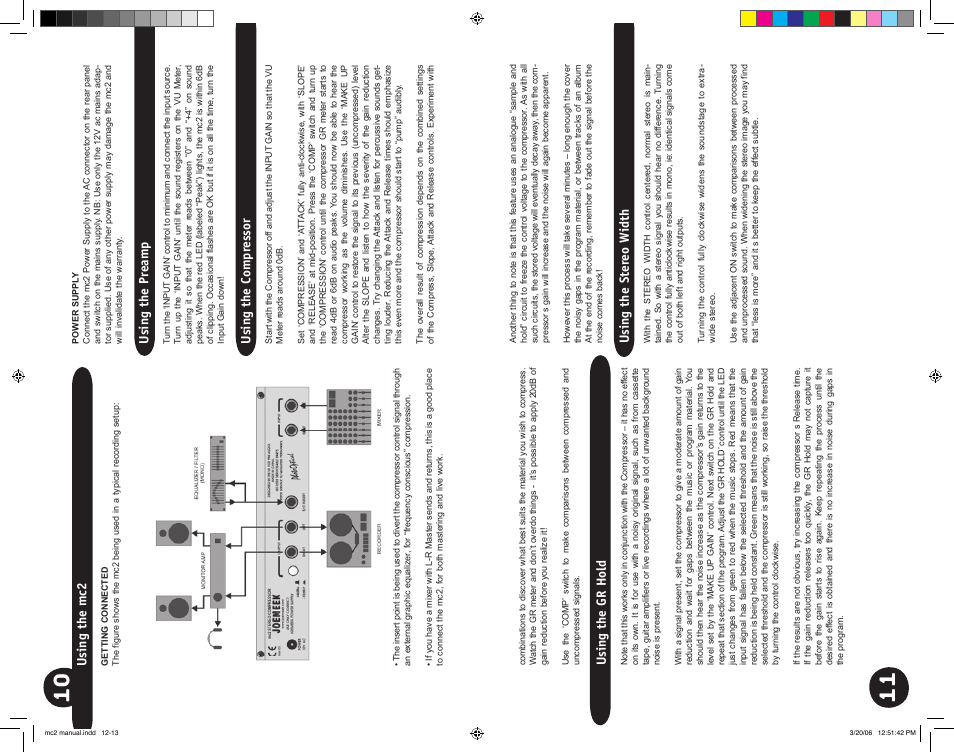 Using the gr hold, Using the ster eo width, Using the mc2 | Using the pr eamp, Using the compr essor | Joemeek MC2 Stereo Compressor User Manual | Page 6 / 12