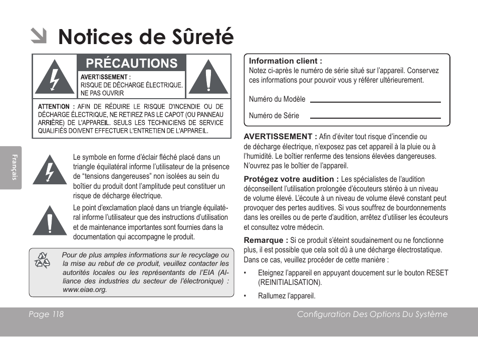 Notices de sûreté | COBY electronic KYROS MID9742 User Manual | Page 118 / 124