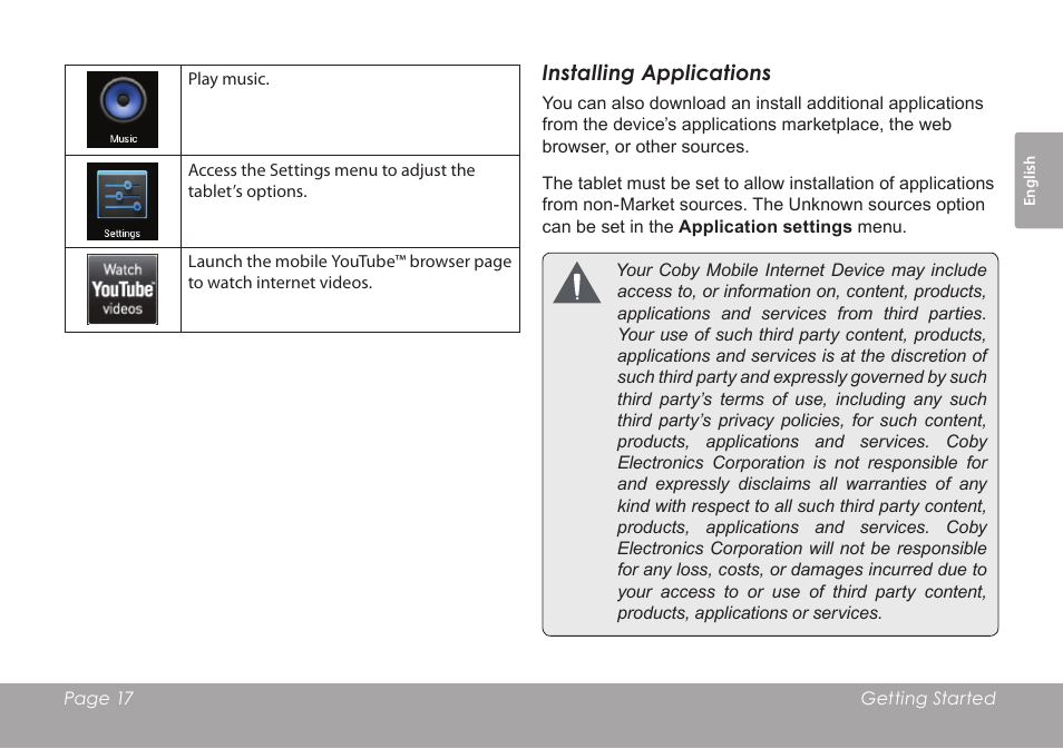 COBY electronic KYROS MID9742 User Manual | Page 17 / 124