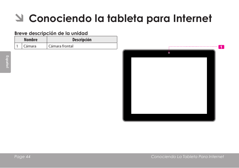 Conociendo la tableta para internet | COBY electronic KYROS MID9742 User Manual | Page 44 / 124