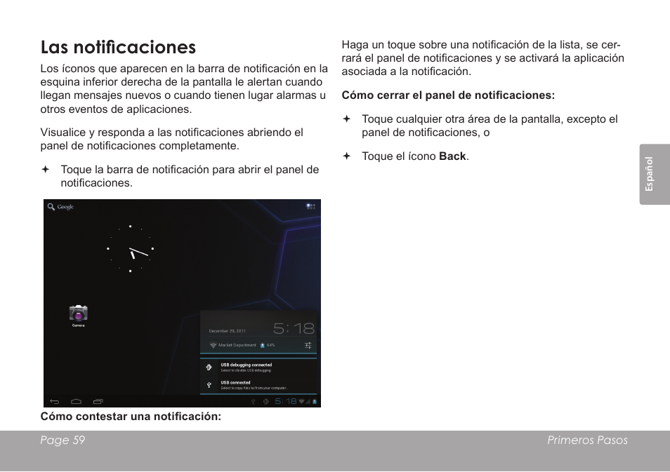 Las notificaciones | COBY electronic KYROS MID9742 User Manual | Page 59 / 124