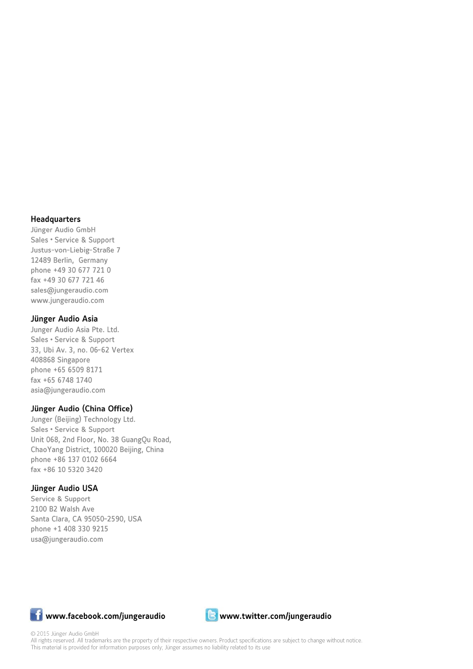 Junger Audio D*AP8 Digital Audio Processor User Manual | Page 100 / 100