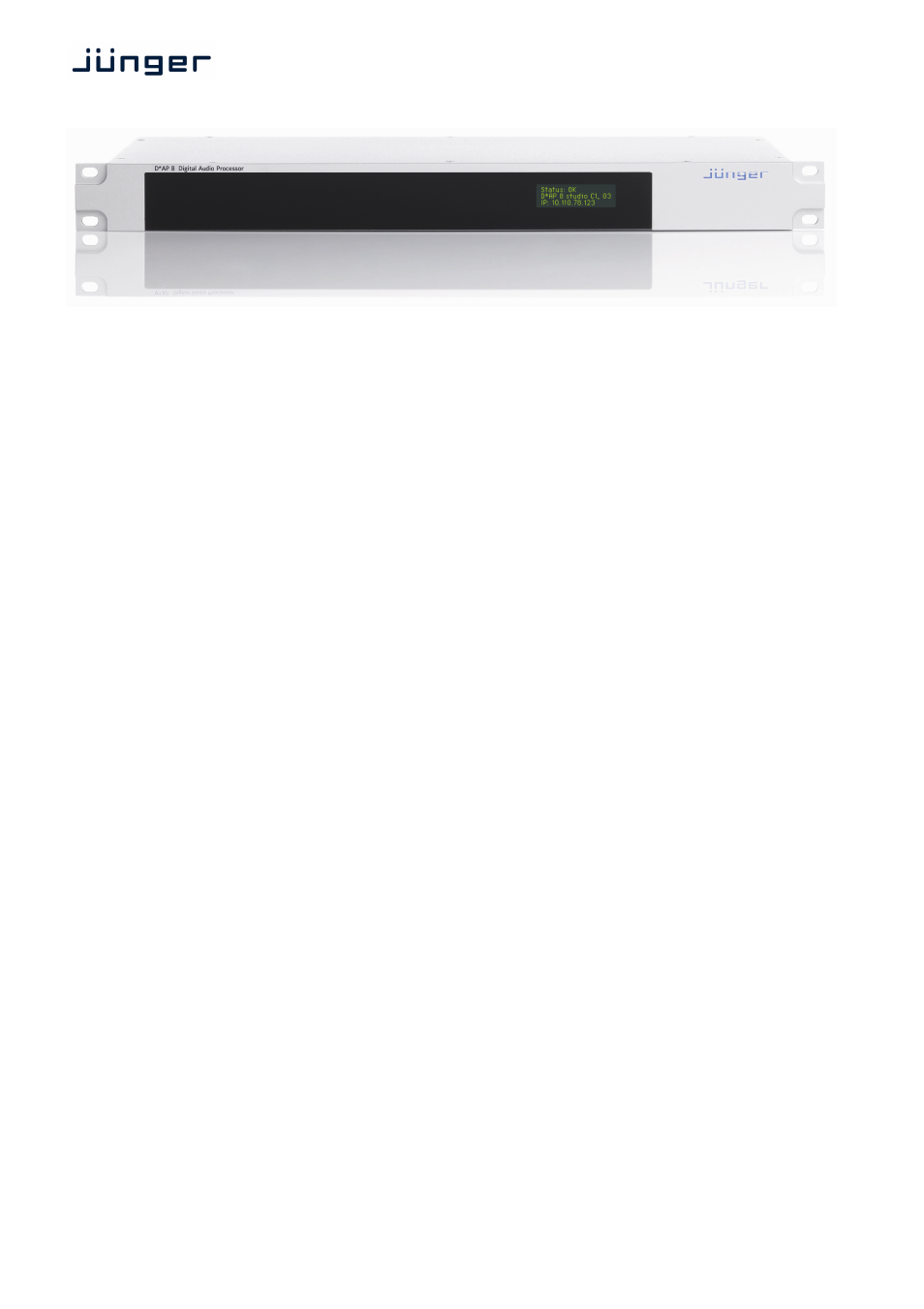 D*ap8, Operating manual | Junger Audio D*AP8 Digital Audio Processor User Manual | Page 2 / 100