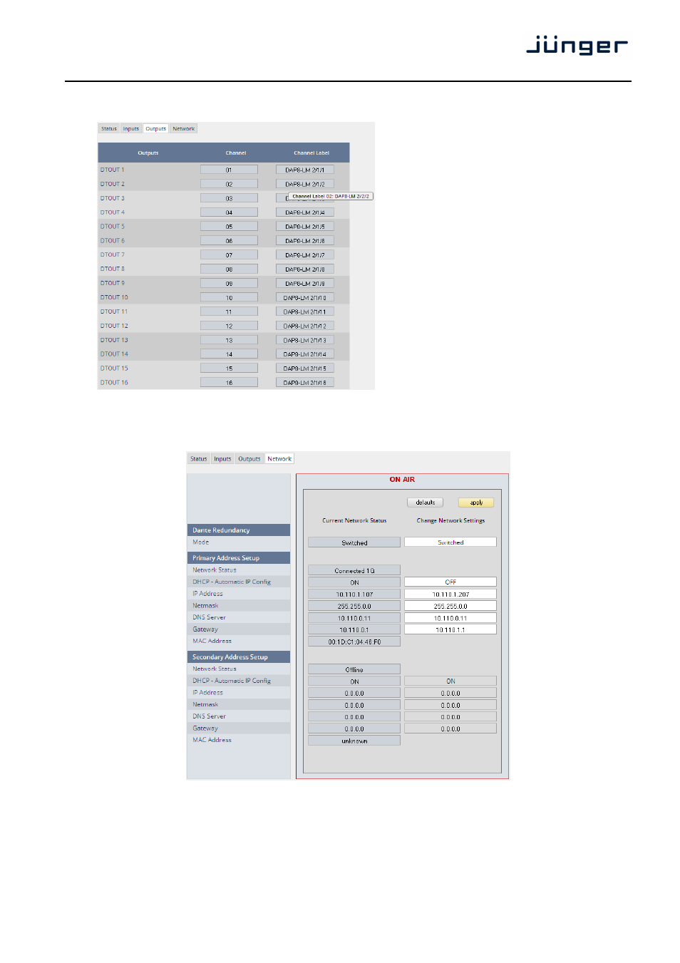 D*ap8 | Junger Audio D*AP8 Digital Audio Processor User Manual | Page 39 / 100