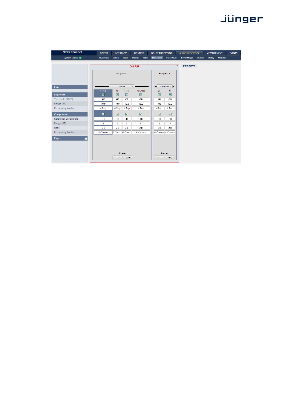 D*ap8 | Junger Audio D*AP8 Digital Audio Processor User Manual | Page 69 / 100