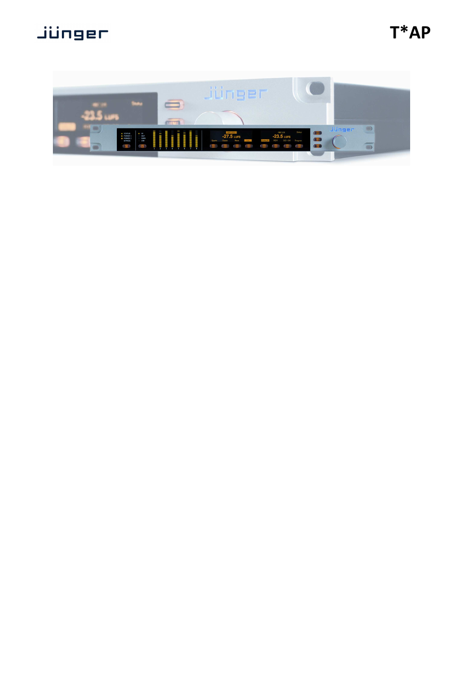 T*ap, Operating manual | Junger Audio T*AP Television Audio Processor Edition User Manual | Page 4 / 68