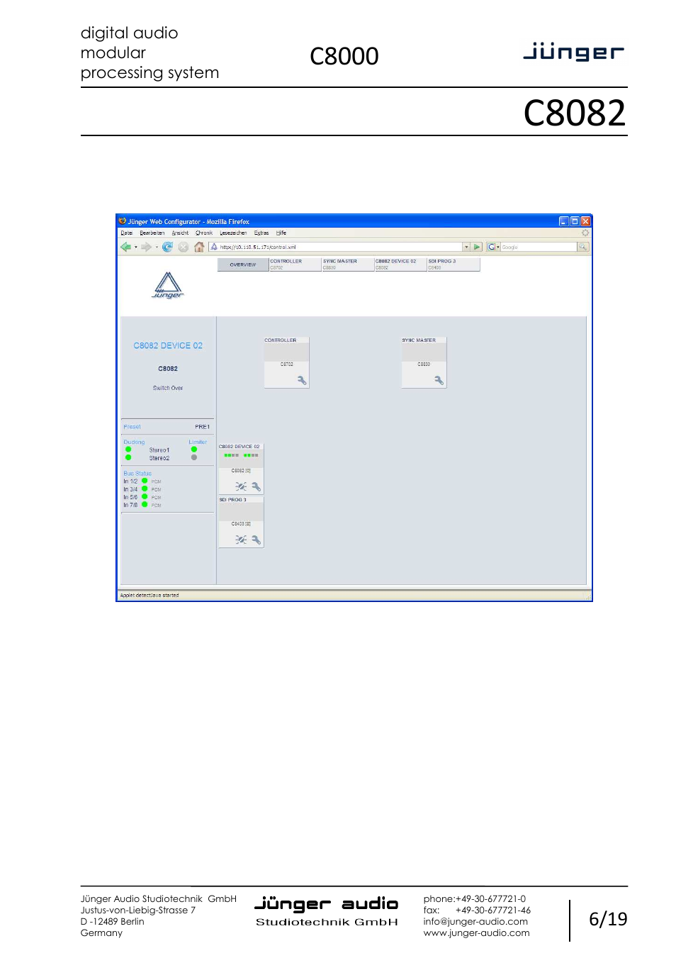 C8082, C8000 | Junger Audio C8082 - Switch Over / Ducker User Manual | Page 6 / 19