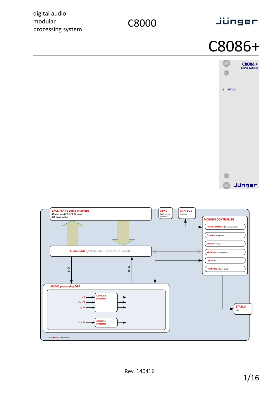 Junger Audio C8086+ - Level Magic II ™ processor User Manual | 16 pages