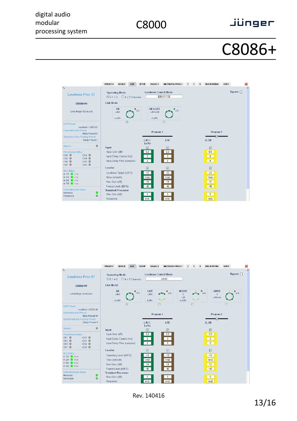 C8086, C8000 | Junger Audio C8086+ - Level Magic II ™ processor User Manual | Page 13 / 16