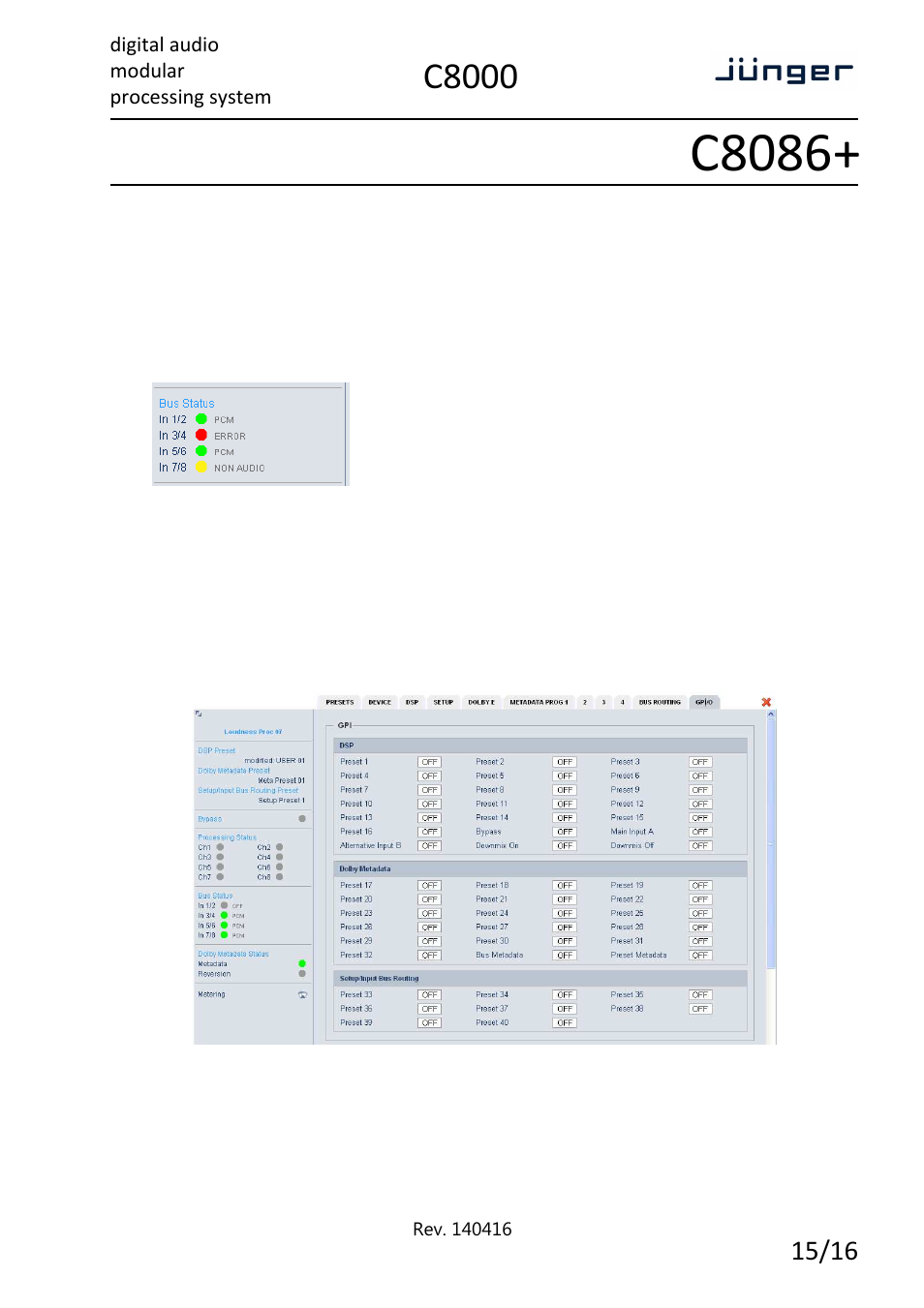 C8086, C8000 | Junger Audio C8086+ - Level Magic II ™ processor User Manual | Page 15 / 16
