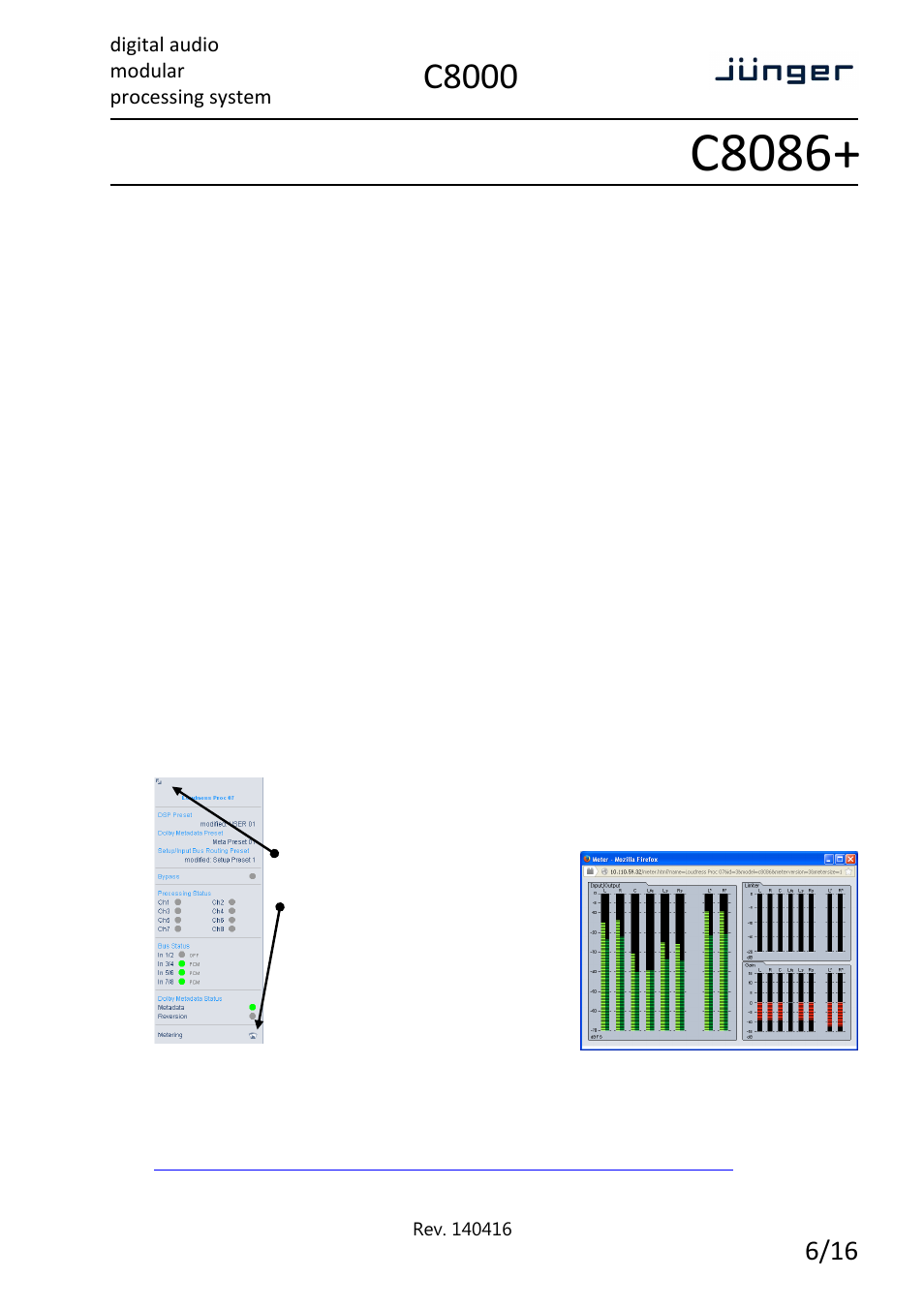 C8086, C8000, Digital audio modular processing system | Enhanced 8 channel level magicii™ processor | Junger Audio C8086+ - Level Magic II ™ processor User Manual | Page 6 / 16