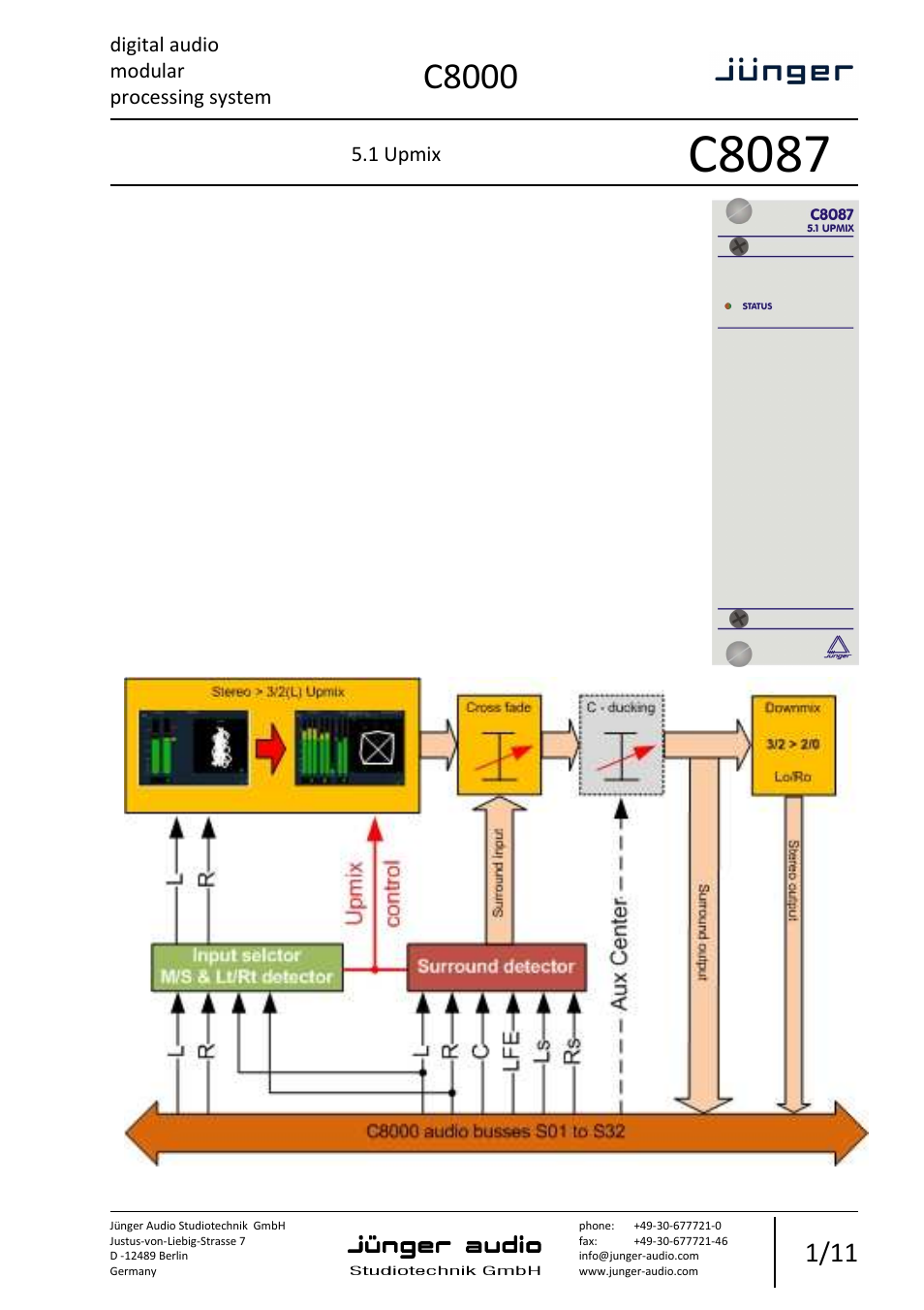 Junger Audio C8087 - 5.1 Upmix User Manual | 11 pages