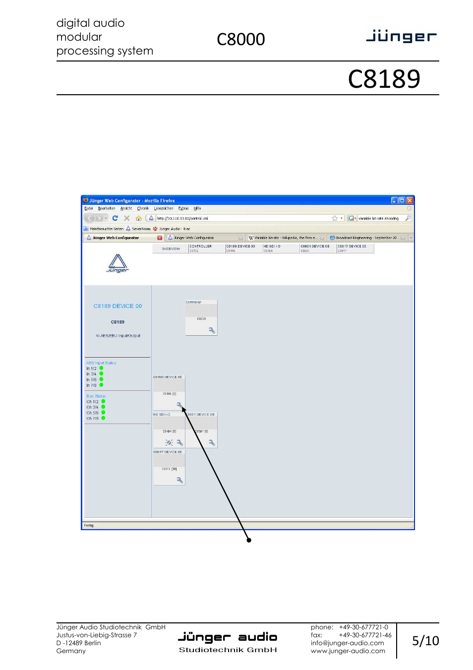 C8189, C8000 | Junger Audio C8189 - AES/EBU I/O on BNC User Manual | Page 5 / 10