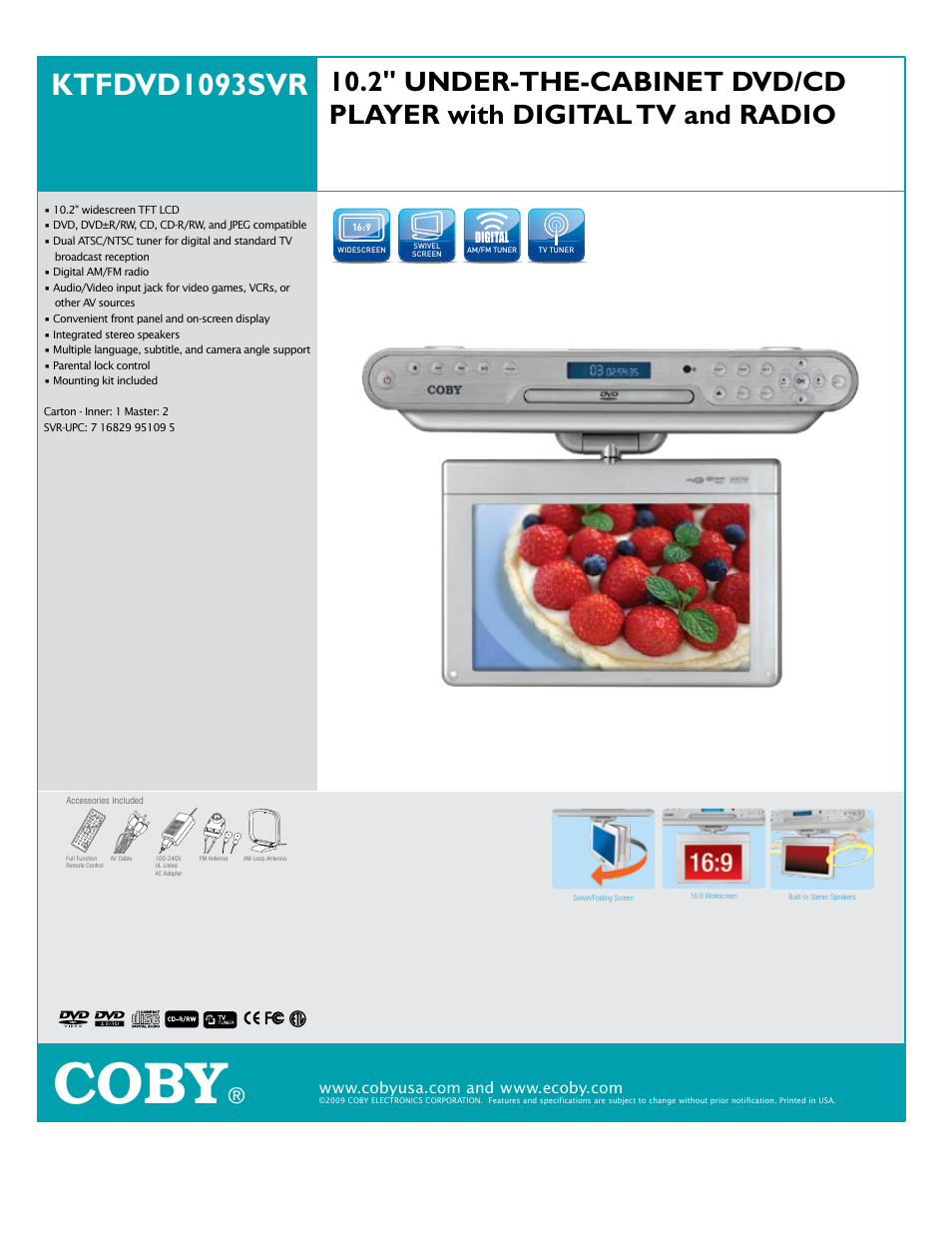 COBY KTFDVD1093SVR User Manual | 1 page