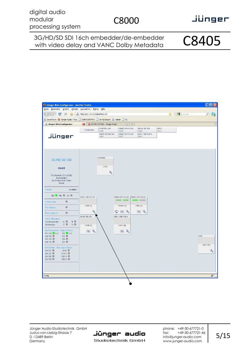 C8405, C8000 | Junger Audio C8405 - SDI (3G/HD/SD) User Manual | Page 5 / 15