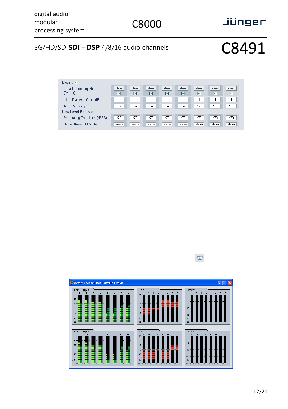 C8491, C8000, Digital audio modular processing system | Junger Audio C8491 - Compact Card User Manual | Page 12 / 21