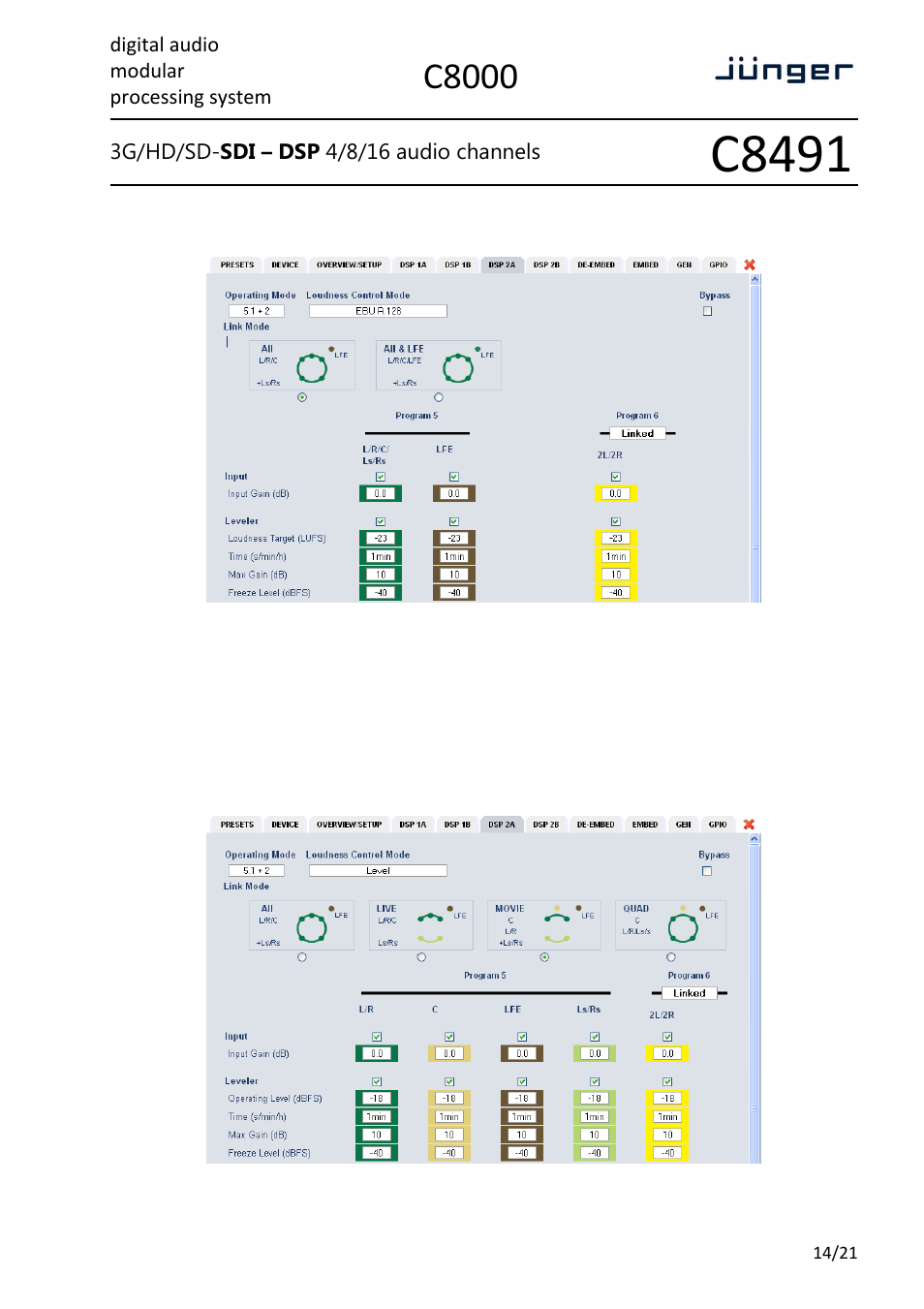 C8491, C8000 | Junger Audio C8491 - Compact Card User Manual | Page 14 / 21