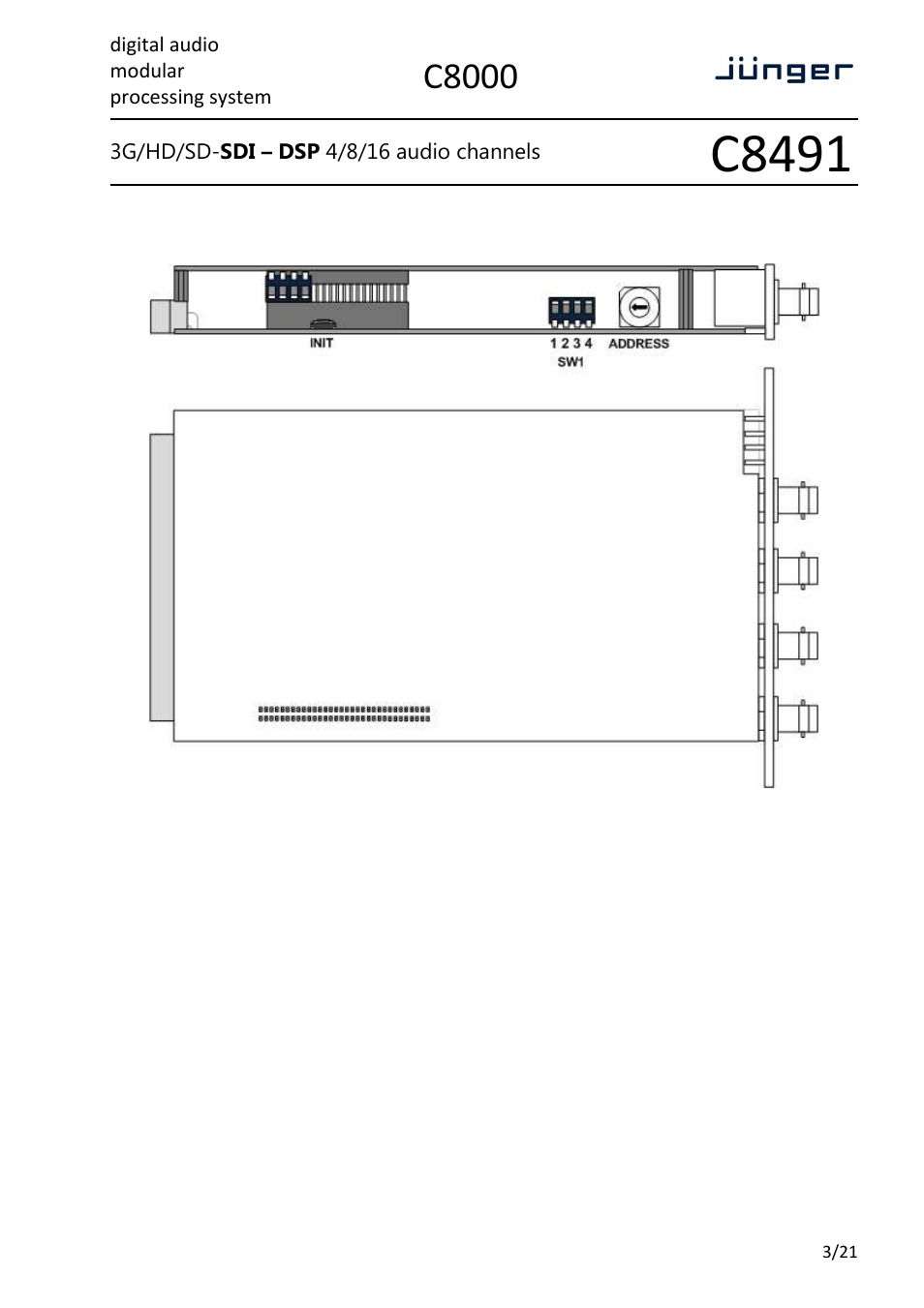 C8491, C8000, Digital audio modular processing system | Junger Audio C8491 - Compact Card User Manual | Page 3 / 21