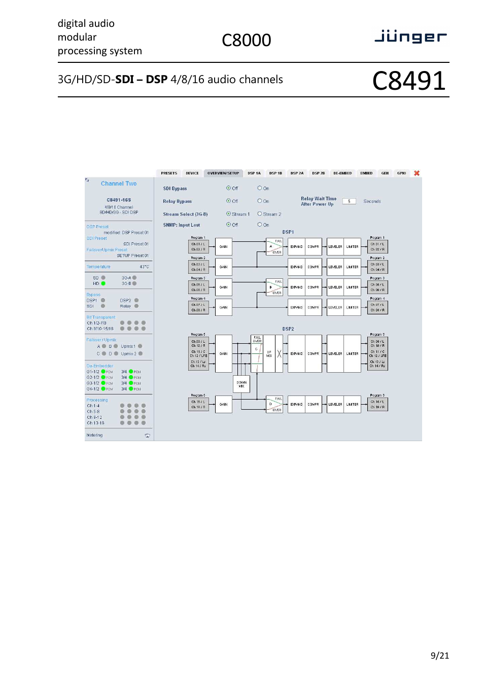 C8491, C8000, Digital audio modular processing system | Junger Audio C8491 - Compact Card User Manual | Page 9 / 21