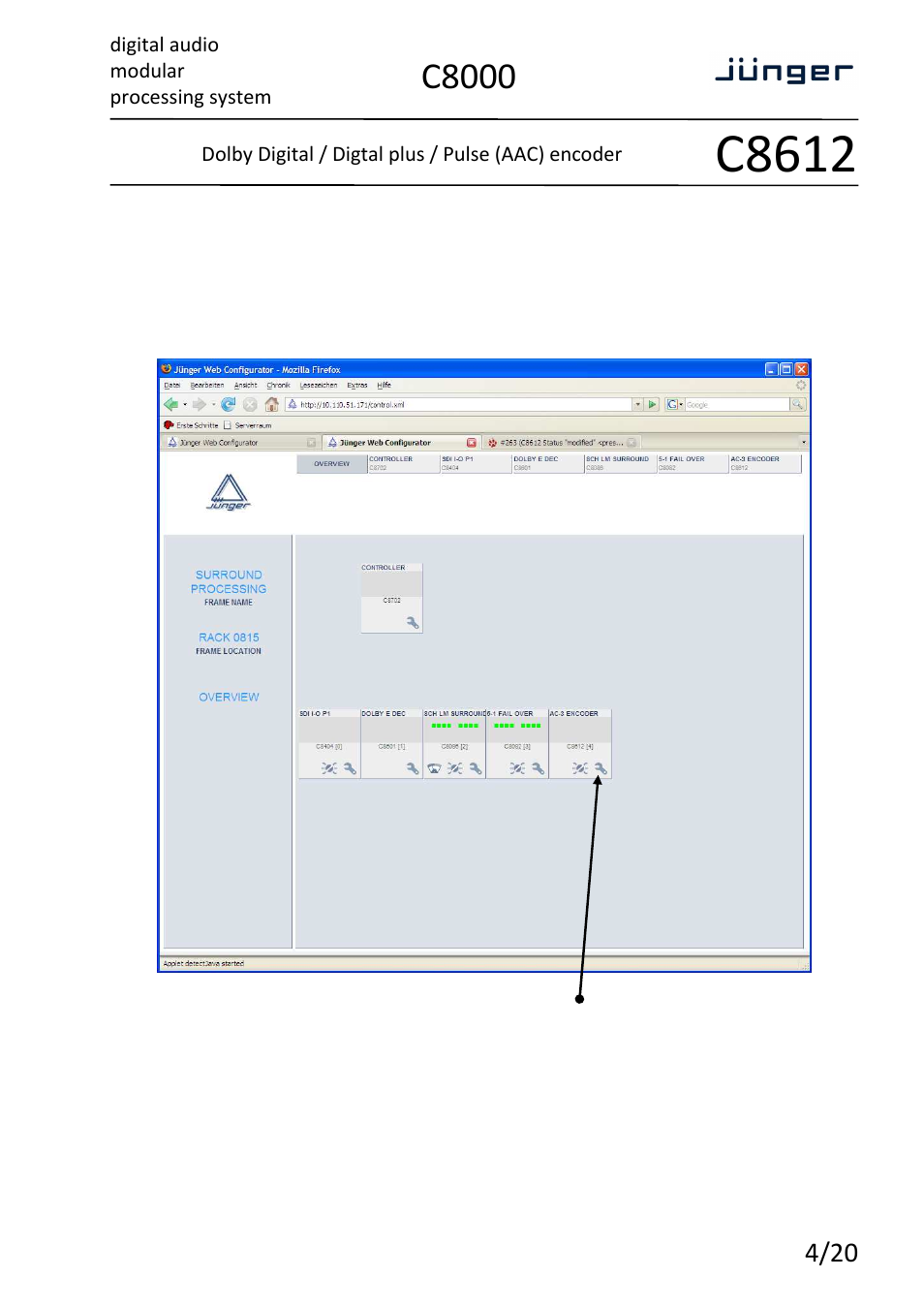 C8612, C8000 | Junger Audio C8612 - Dolby® D/D+/AAC encoder User Manual | Page 4 / 20