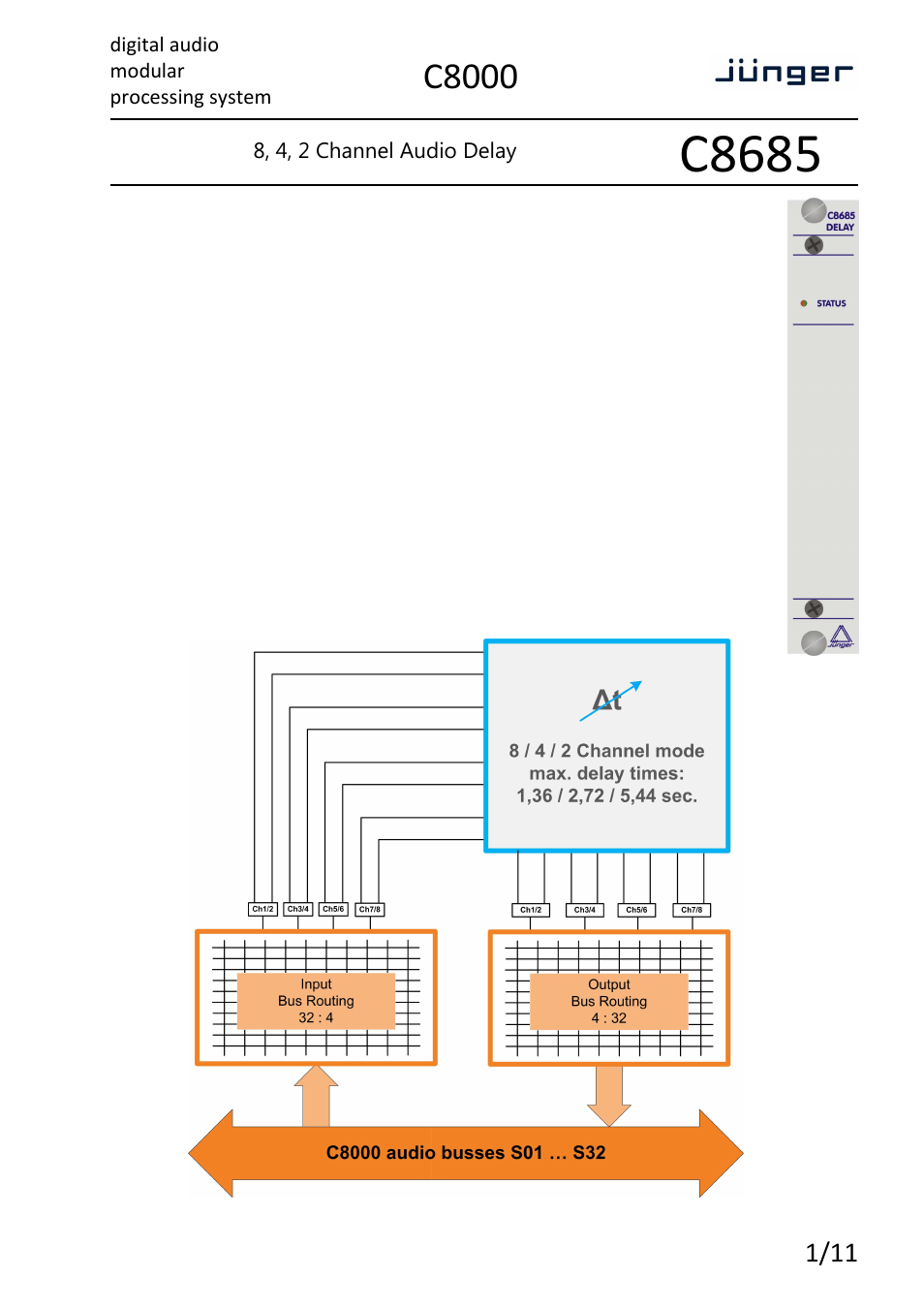 Junger Audio C8685 - Audio Delay User Manual | 11 pages