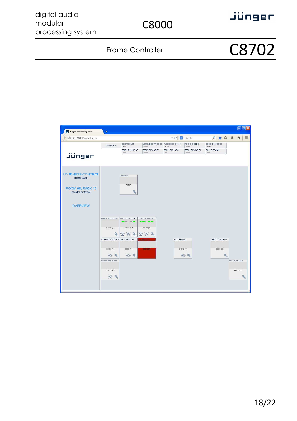 C8702, C8000 | Junger Audio C8702 Controller C8000 User Manual | Page 18 / 22