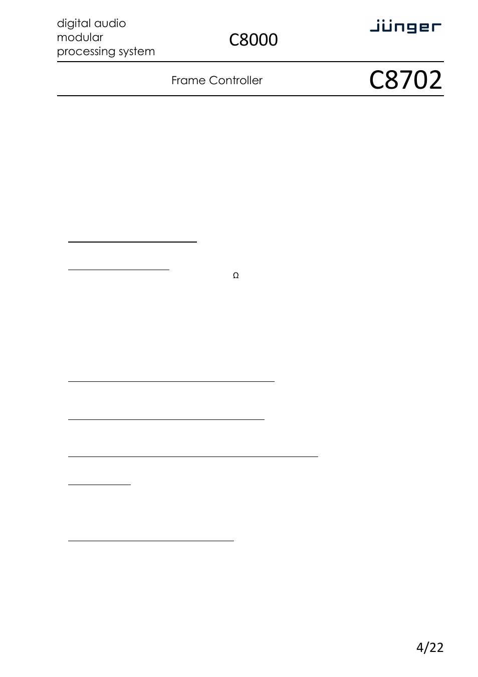 C8702, C8000 | Junger Audio C8702 Controller C8000 User Manual | Page 4 / 22