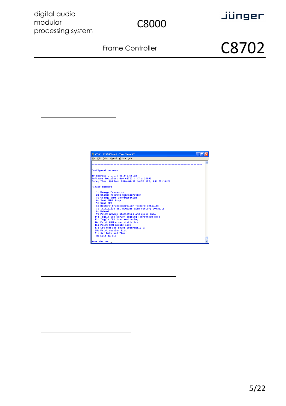 C8702, C8000 | Junger Audio C8702 Controller C8000 User Manual | Page 5 / 22