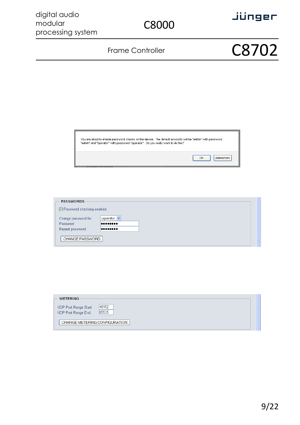 C8702, C8000 | Junger Audio C8702 Controller C8000 User Manual | Page 9 / 22