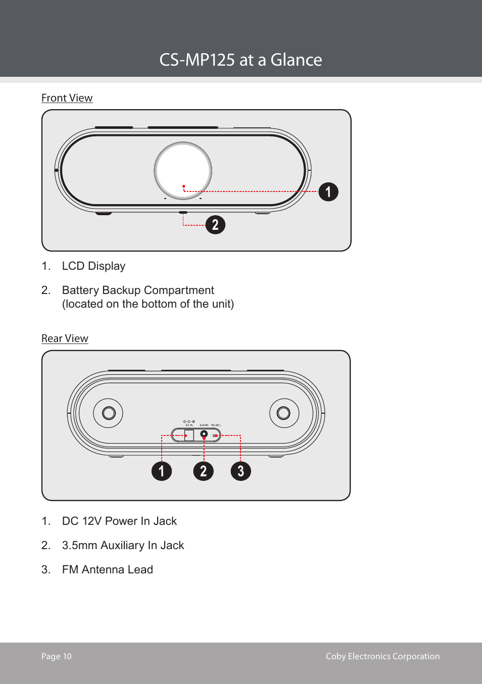 Cs-mp1 at a glance | COBY electronic CS-MP125 User Manual | Page 10 / 24