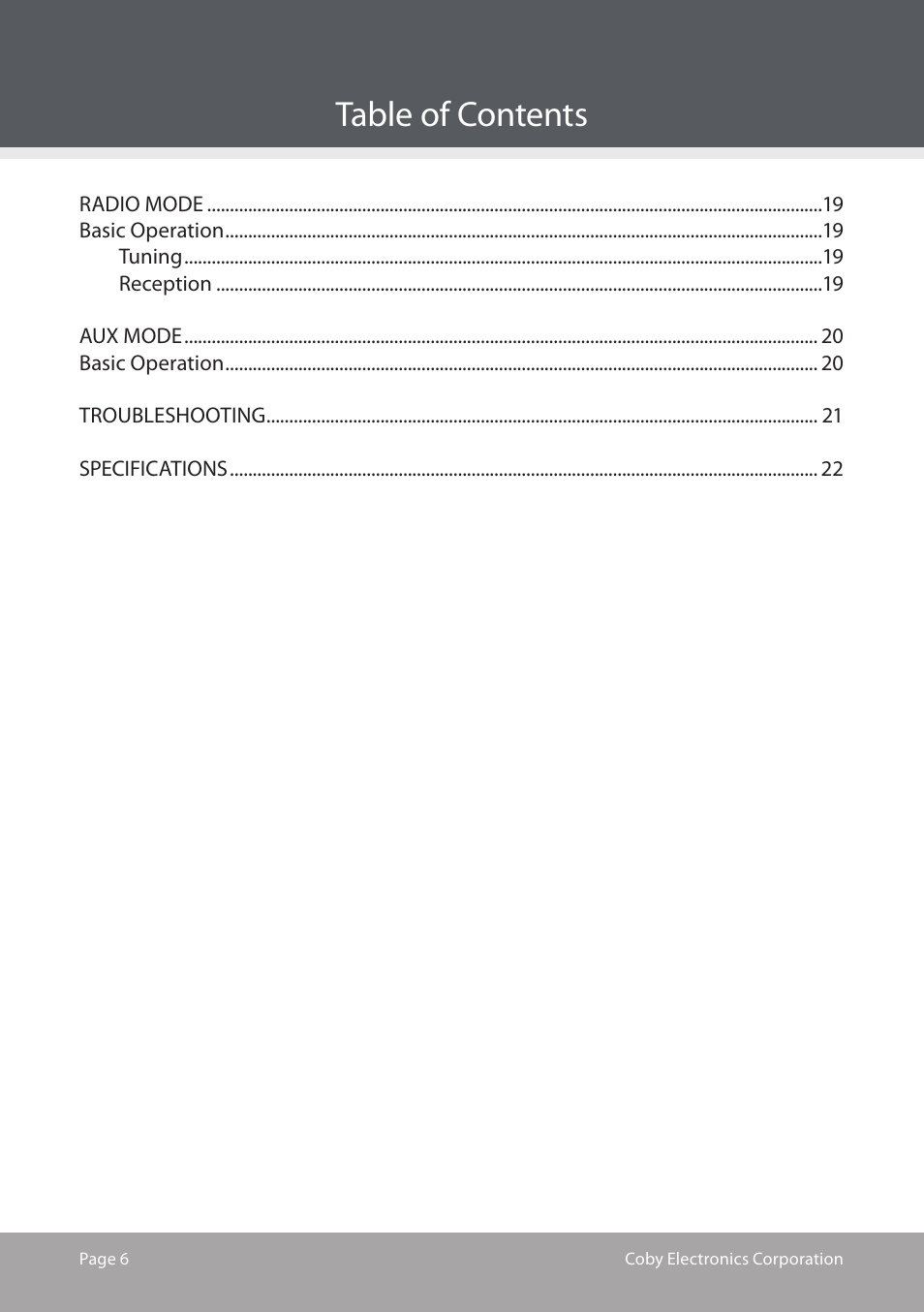 COBY electronic CS-MP125 User Manual | Page 6 / 24