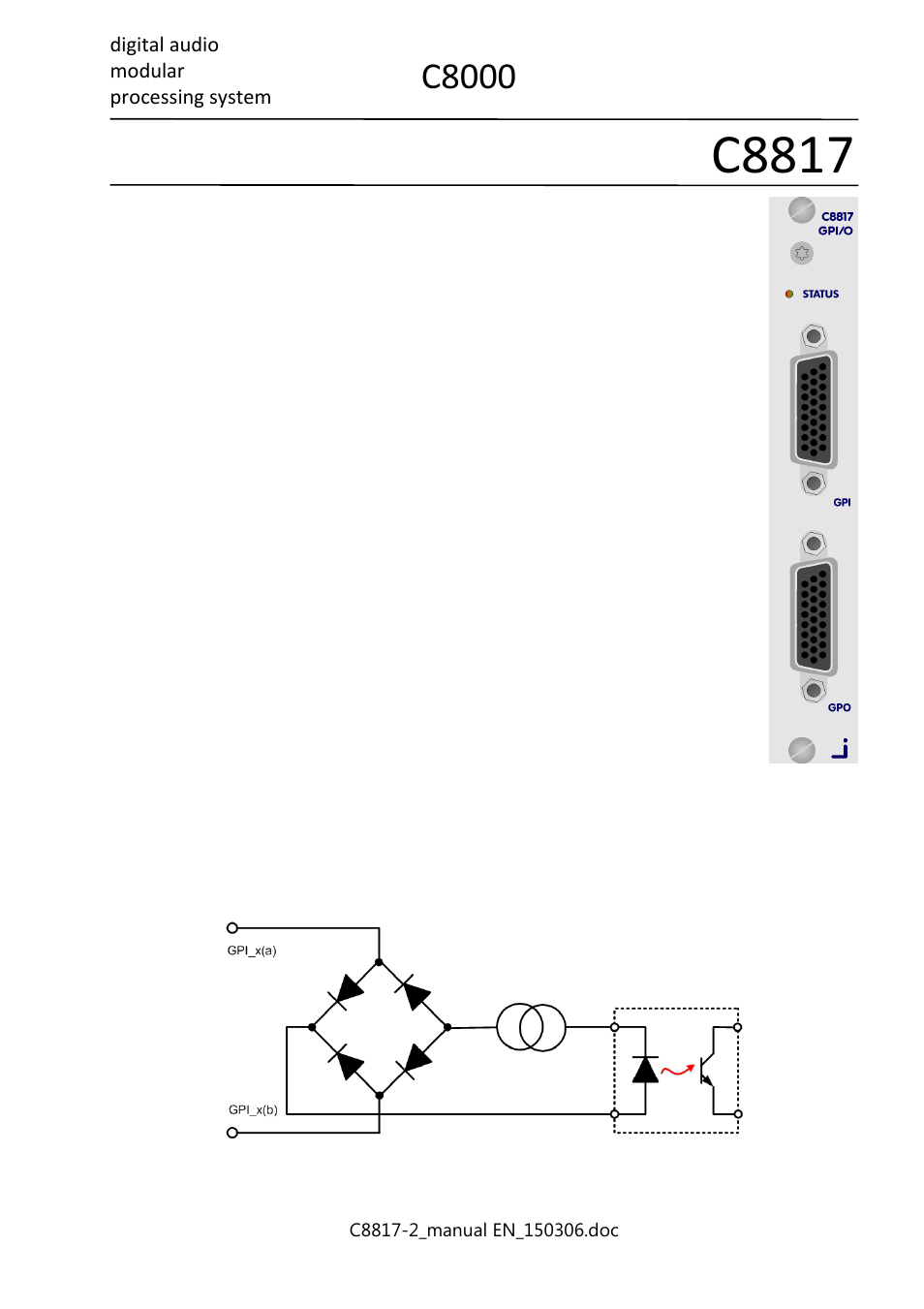 Junger Audio C8817 - GPI/O interface User Manual | 8 pages