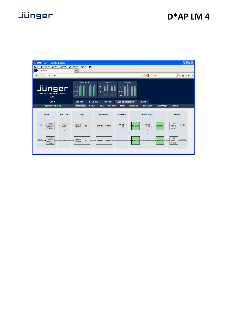 D*ap lm 4 | Junger Audio D*AP LM2 / D*AP LM4 - Digital Audio Processor User Manual | Page 12 / 56