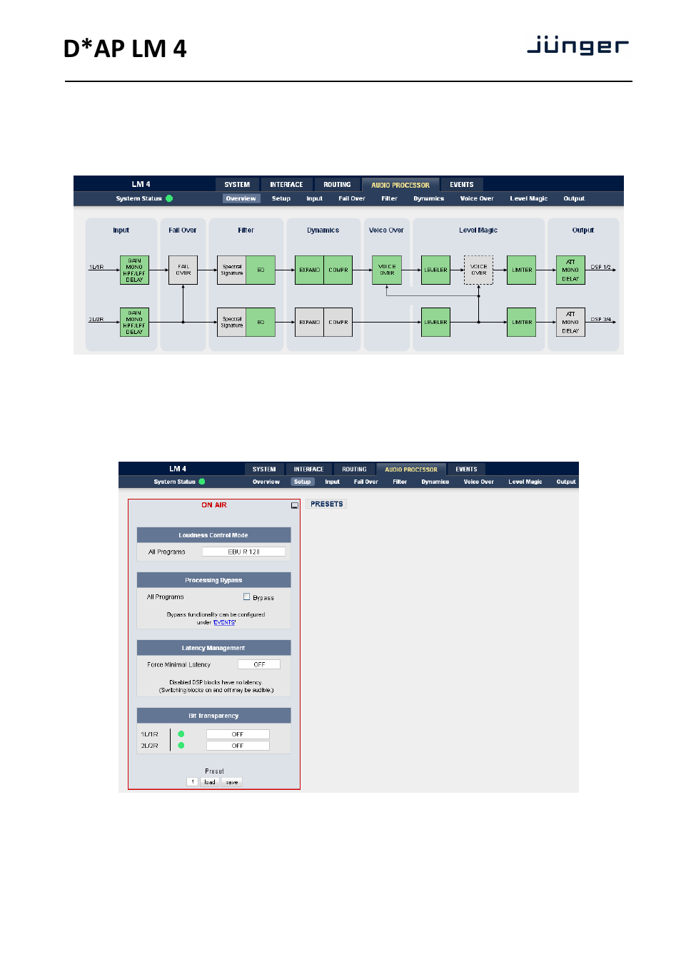D*ap lm 4 | Junger Audio D*AP LM2 / D*AP LM4 - Digital Audio Processor User Manual | Page 27 / 56