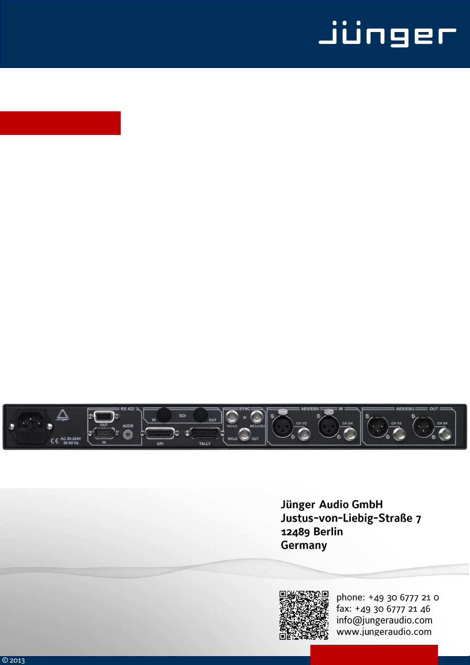 B 40 | Junger Audio b40 - Digital Audio Toolbox User Manual | Page 40 / 40