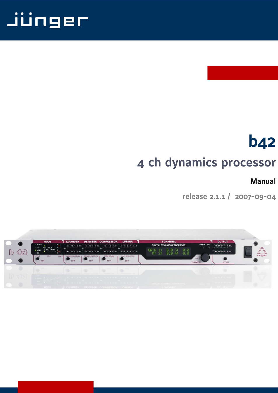 Junger Audio b42 - Dynamics Processor User Manual | 44 pages