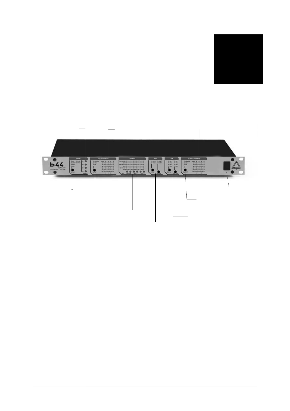 Location of parts and controls | Junger Audio b44 - SDI Audio Converter/Router User Manual | Page 13 / 24