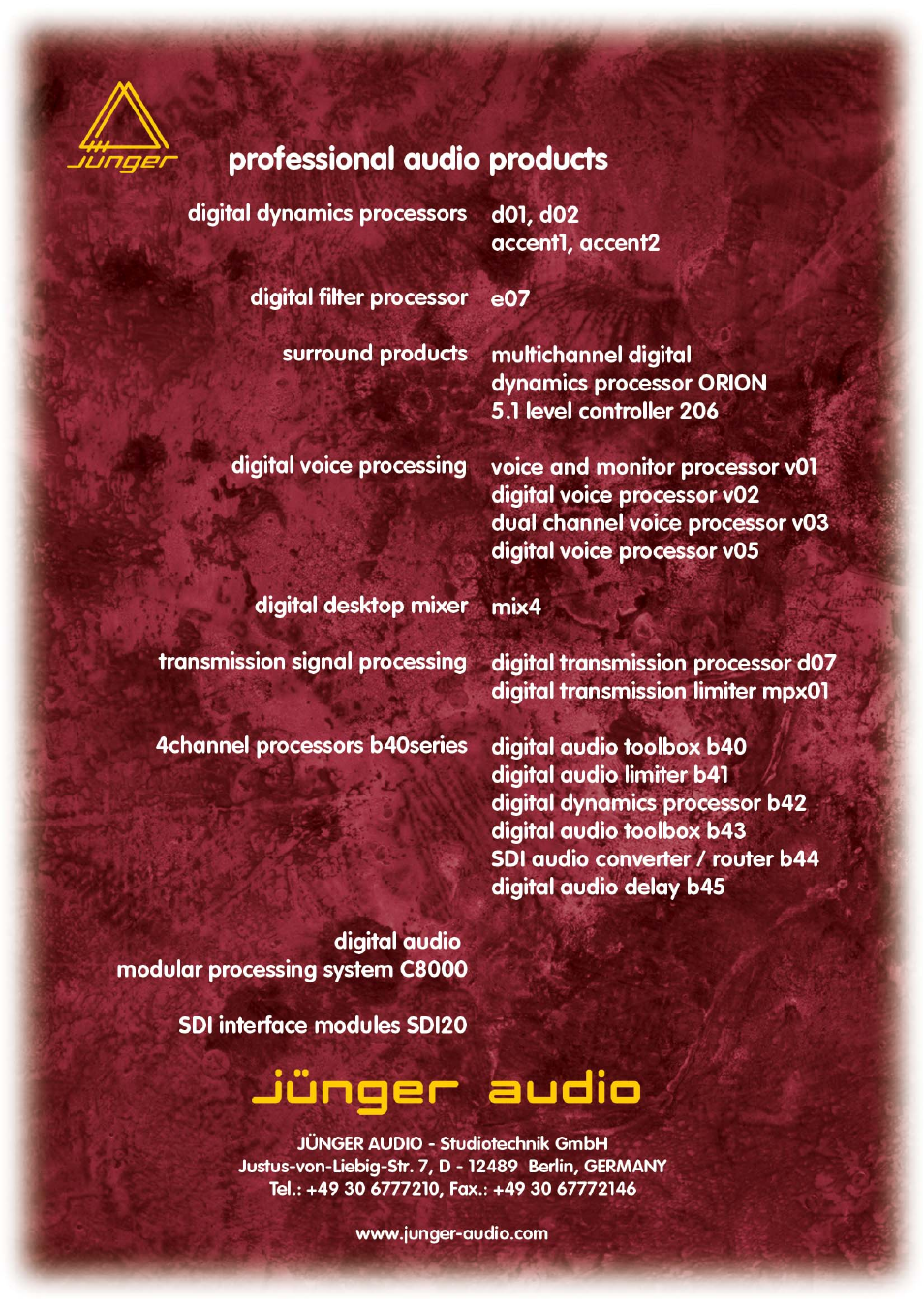 Junger Audio b45 - Digital Audio Delay User Manual | Page 40 / 40