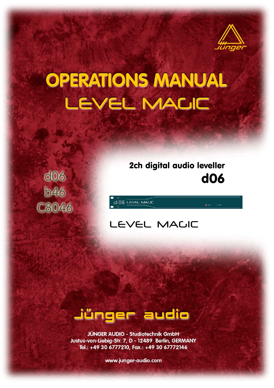 Junger Audio d06 - Digital Audio Leveler User Manual | 56 pages