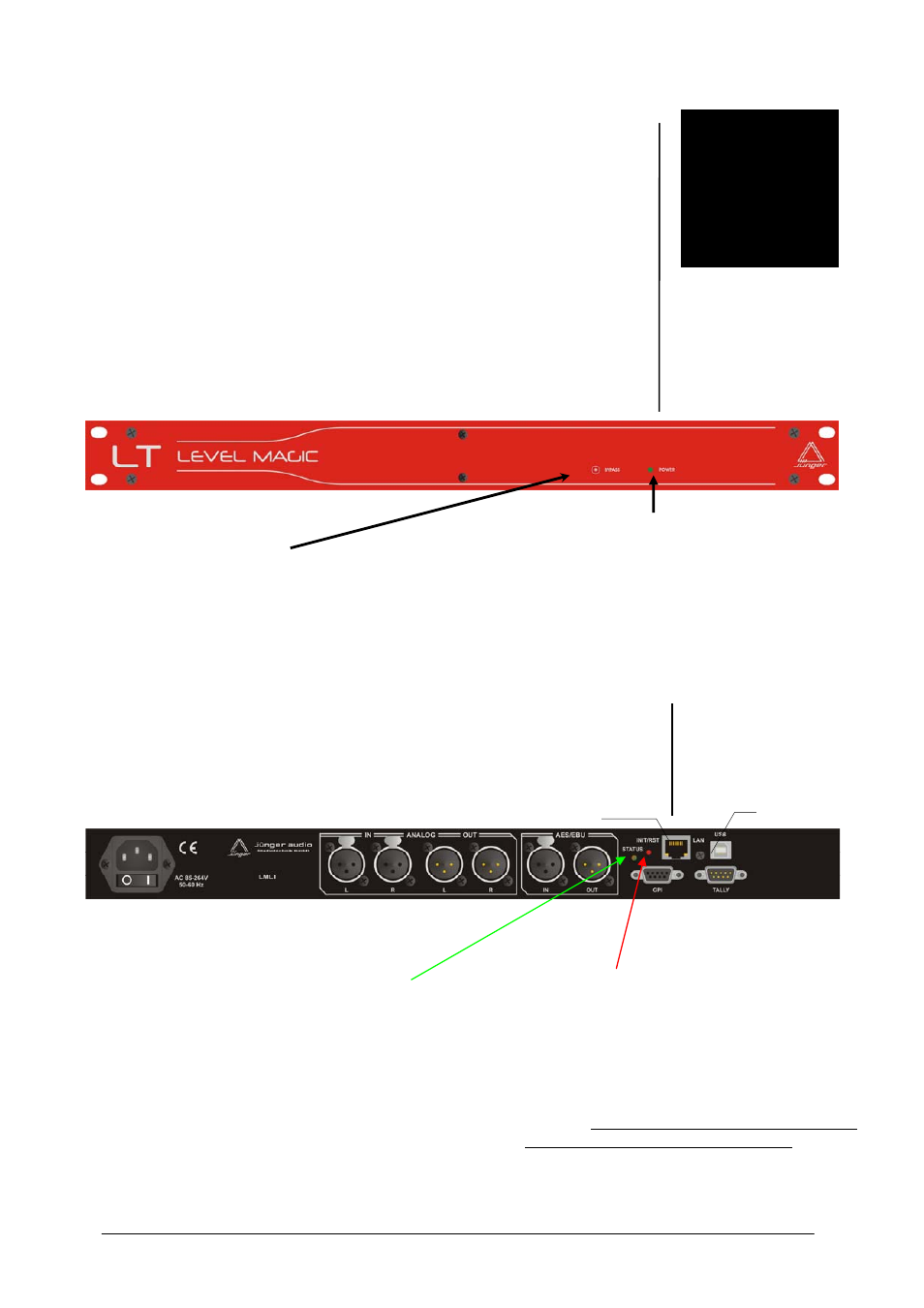 Lm_lt_op4.pdf, Front and back panel | Junger Audio Transmission processor Level Magic LT User Manual | Page 15 / 48