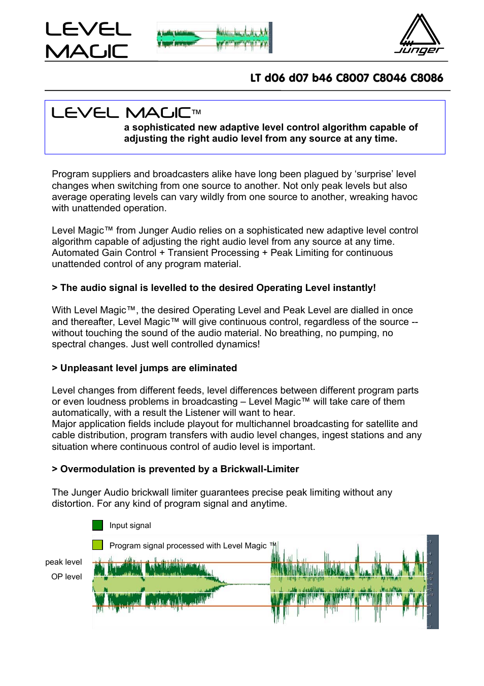 Level magic | Junger Audio Transmission processor Level Magic LT User Manual | Page 34 / 48