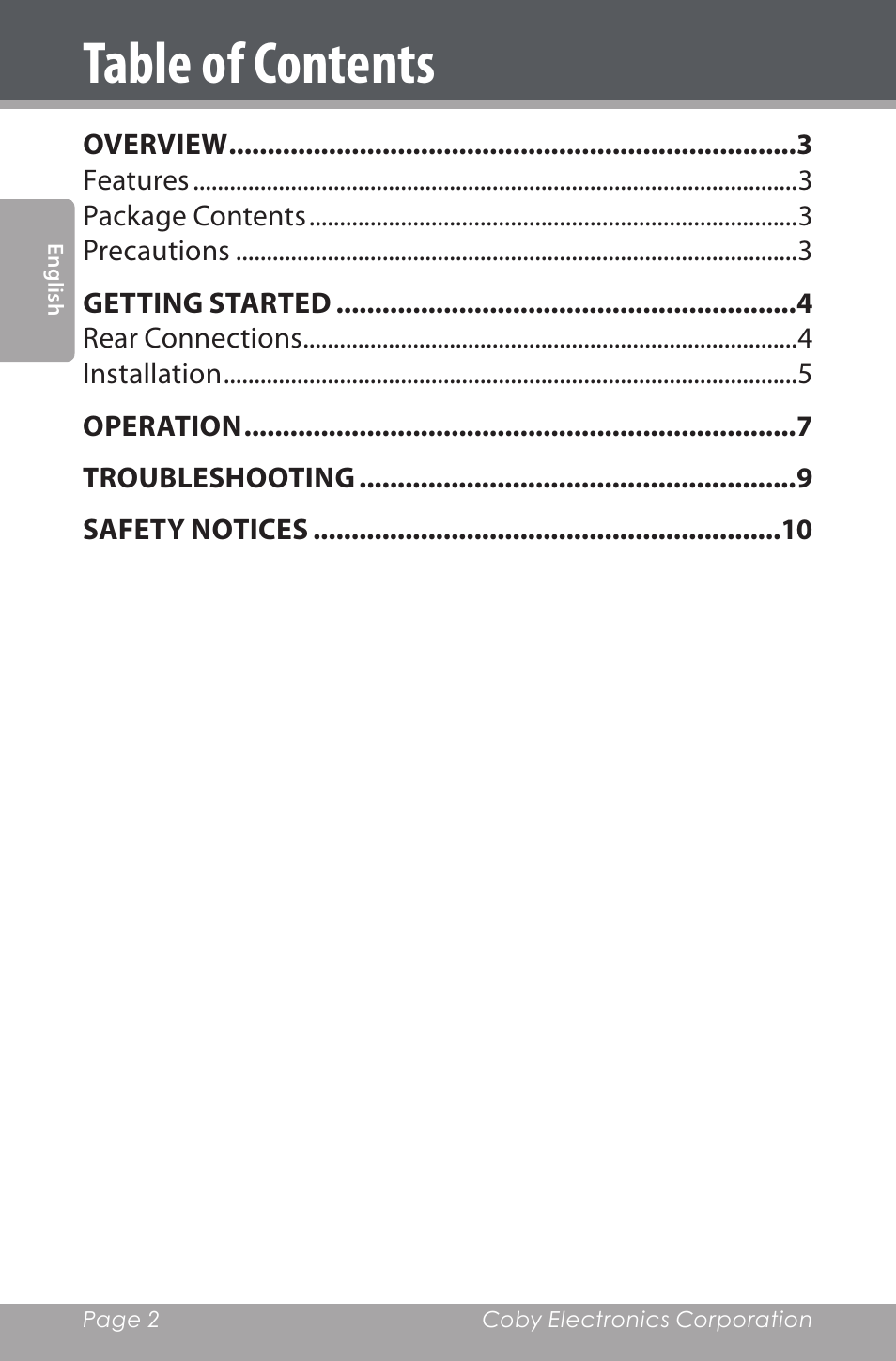COBY electronic CSP96 User Manual | Page 2 / 41
