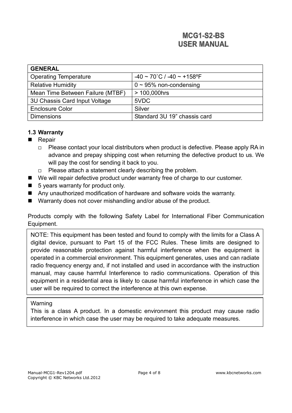 KBC Networks MCG1-S2-BS User Manual | Page 4 / 8