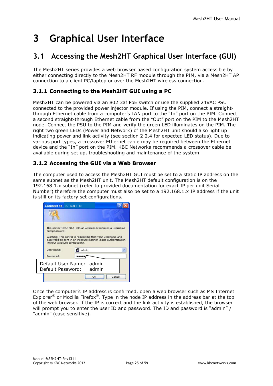 3 graphical user interface | KBC Networks Mesh2HT User Manual | Page 25 / 59