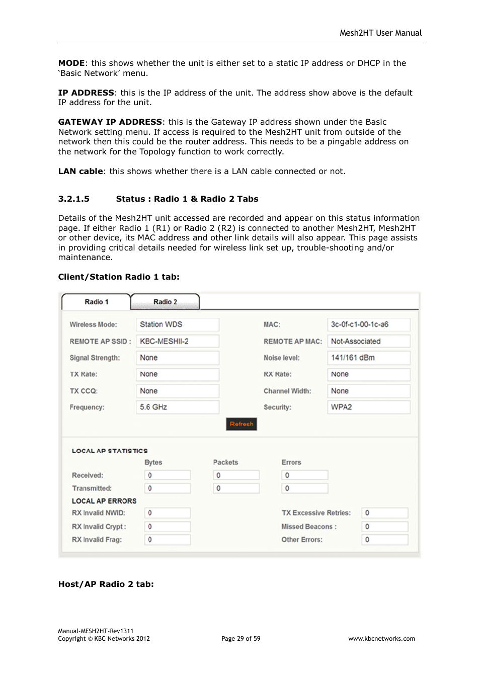 KBC Networks Mesh2HT User Manual | Page 29 / 59