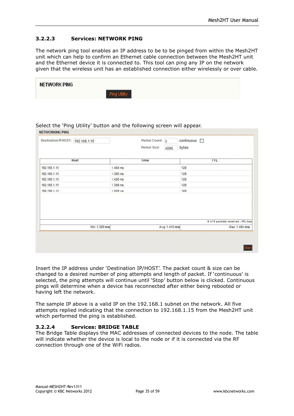 KBC Networks Mesh2HT User Manual | Page 35 / 59