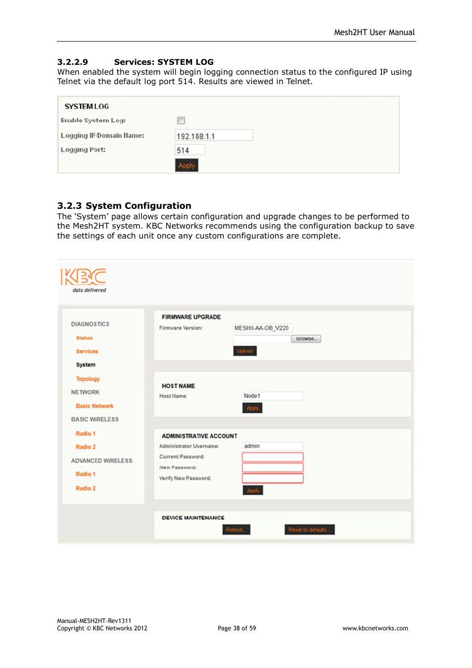 KBC Networks Mesh2HT User Manual | Page 38 / 59