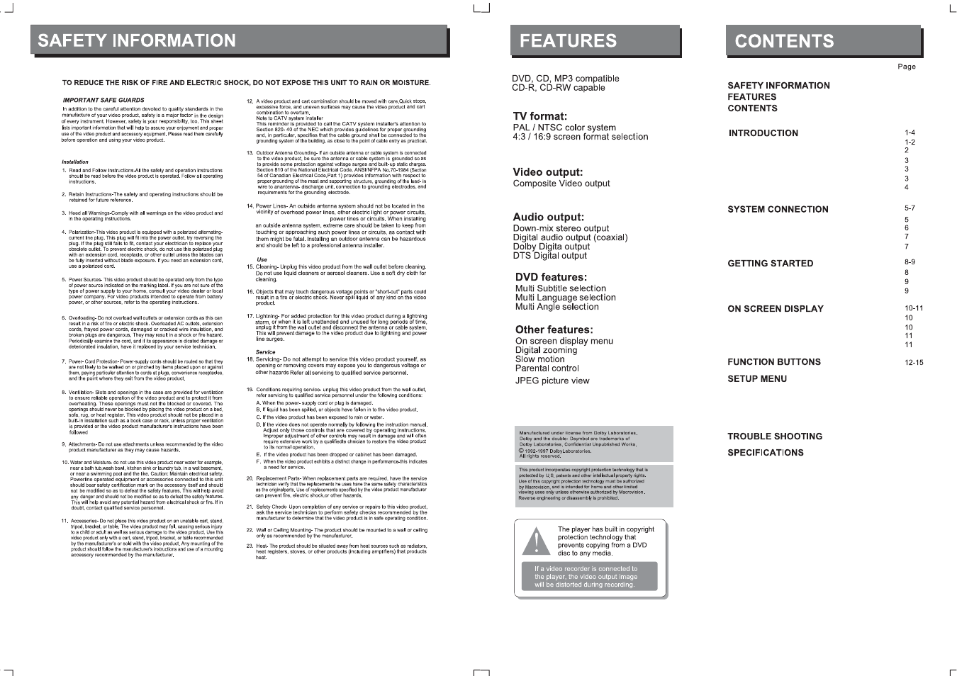 COBY electronic DVD-209 User Manual | Page 3 / 13